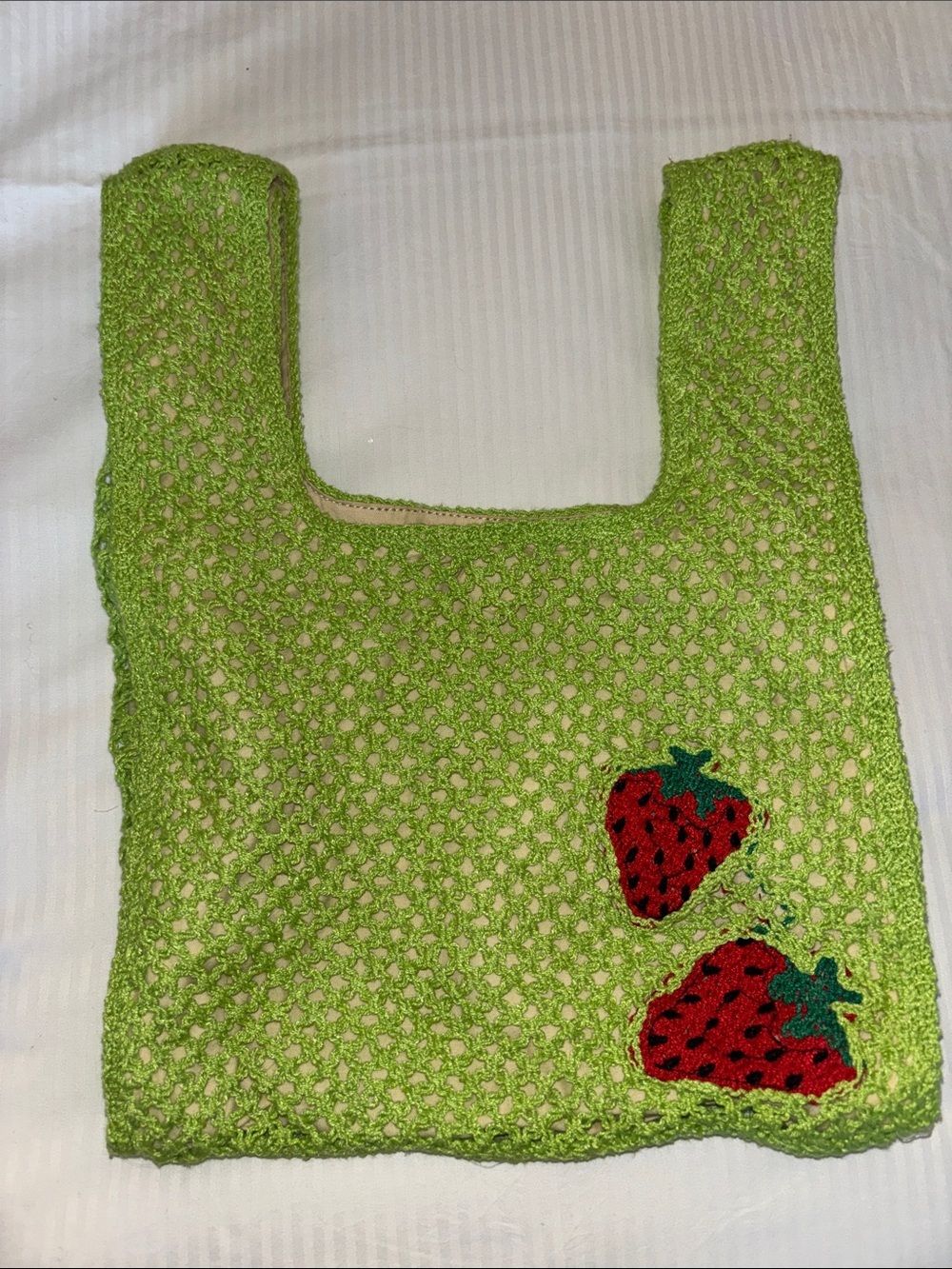 wild fable Green Crochet Strawberry Tote
